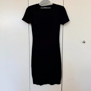Zara Black cotton bodycon knit dress